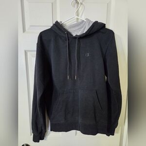 Champion Black Hoodie with Gray Lining